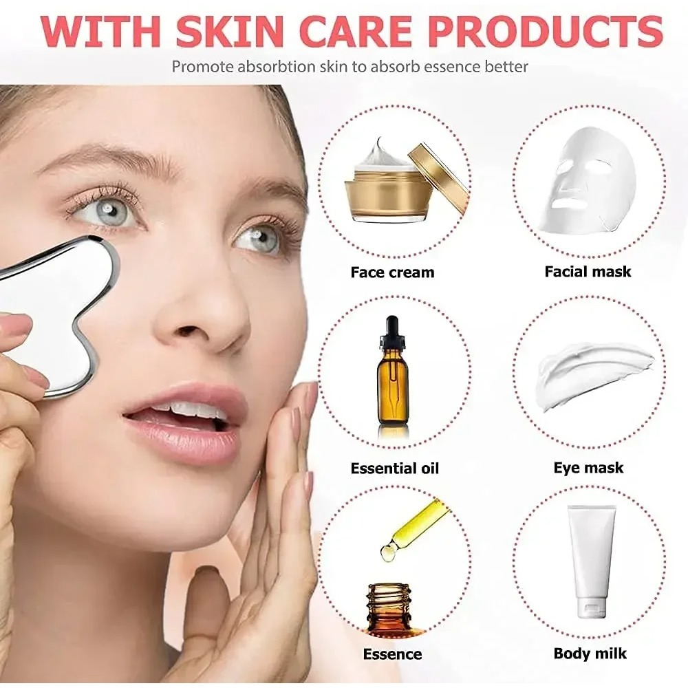 2Pcs Stainless Steel Gua Sha T - Skincare Viral Tiktok ulasan dan harga