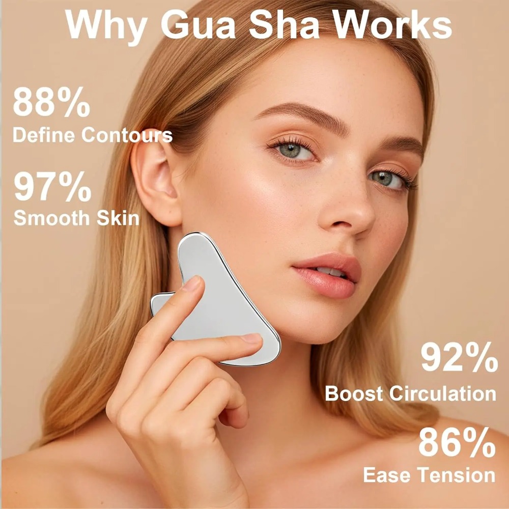 2Pcs Stainless Steel Gua Sha T - Skincare Viral Tiktok ulasan dan harga